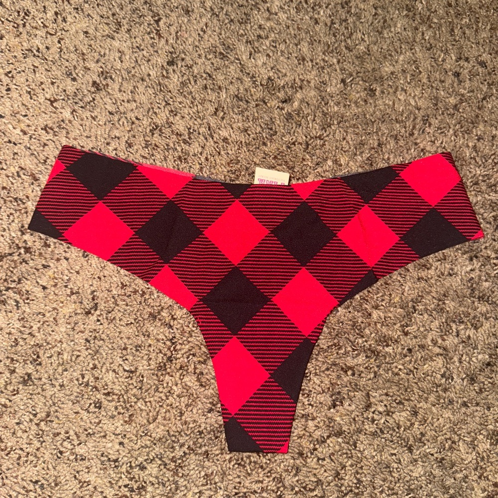 Women’s Red and Black Checkered thong